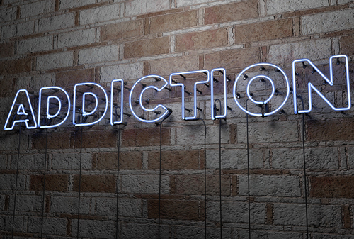 types of addiction - word addiction on wall - willingway